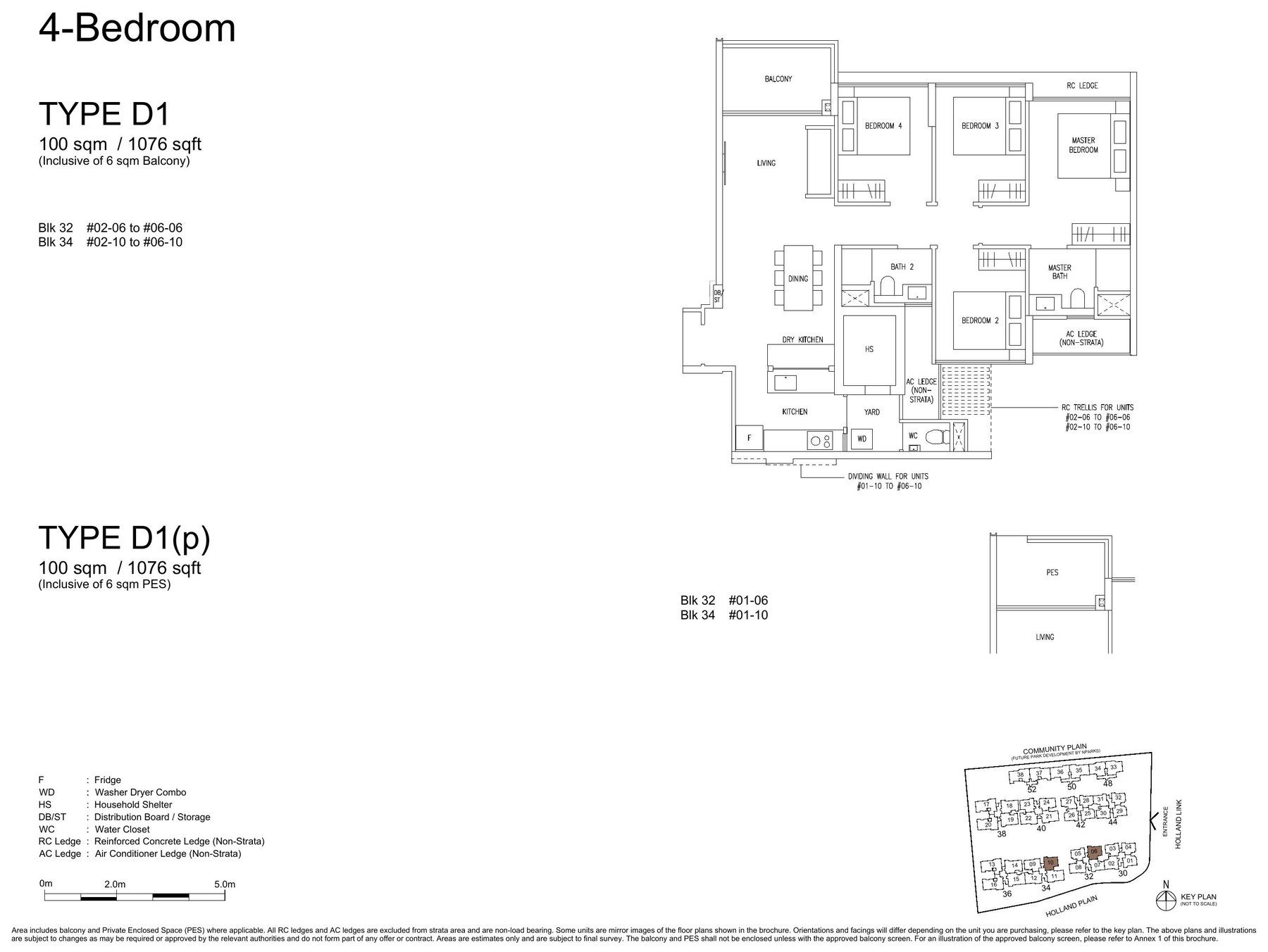 4 Bedroom (D1) — 1,076 sqft floor plan