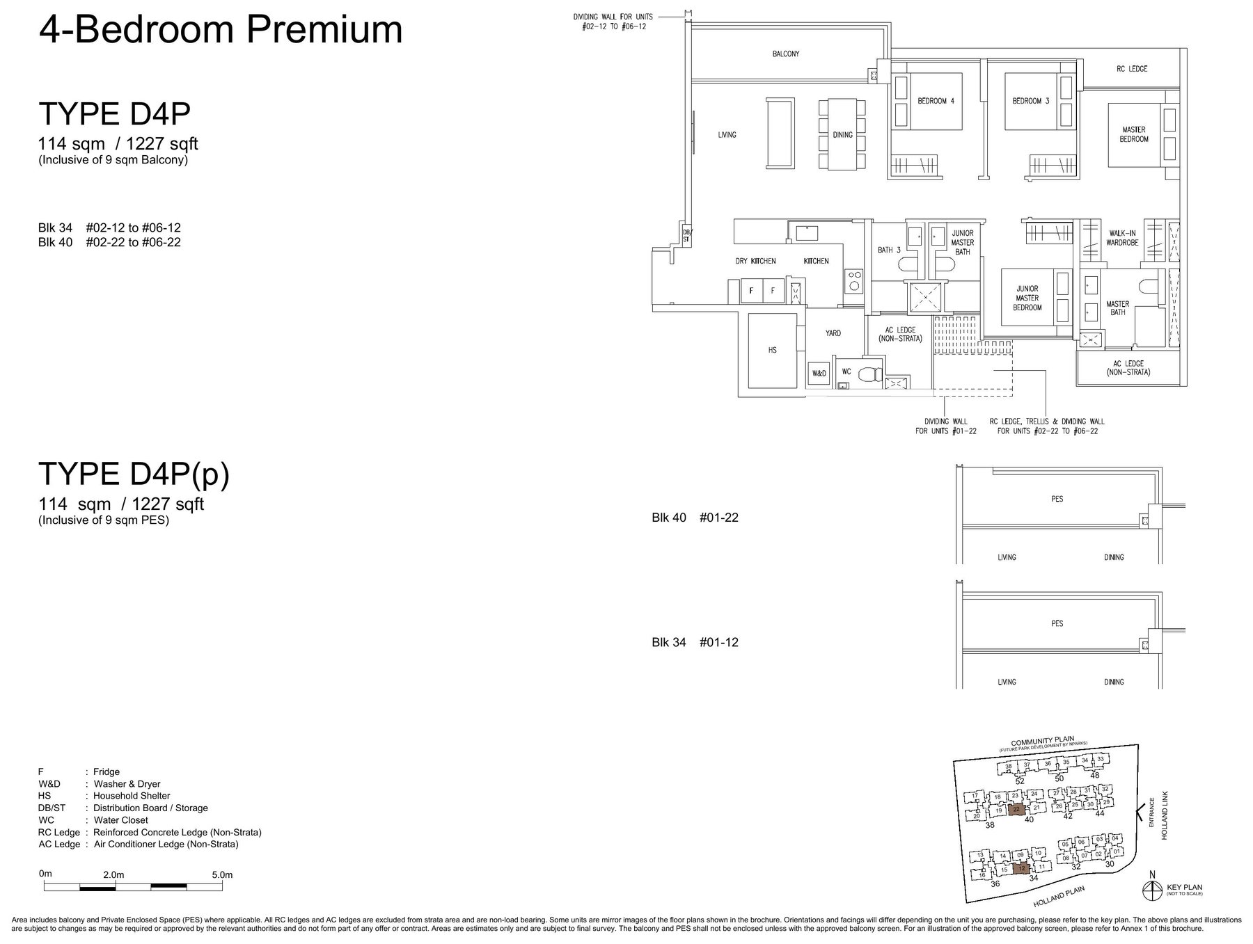 4 Bedroom Premium (D4P) — 1,227 sqft floor plan